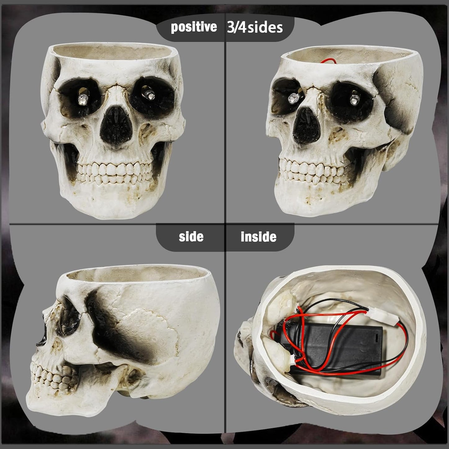 Halloween Skull Candy Dish, Resin Skull Statues, Resin Skull Head Bowl Decoration for Halloween Home Office Decor Candy Servers