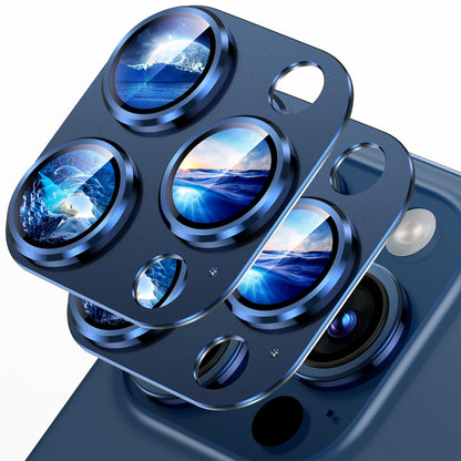 Uyiton Compatible with iPhone 17 Pro Max Camera Lens Protector - [Not Easy to Break][Strong Adsorption][Case-Friendly] Metal Tempered Glass Rear Camera Screen Cover - Deep Blue