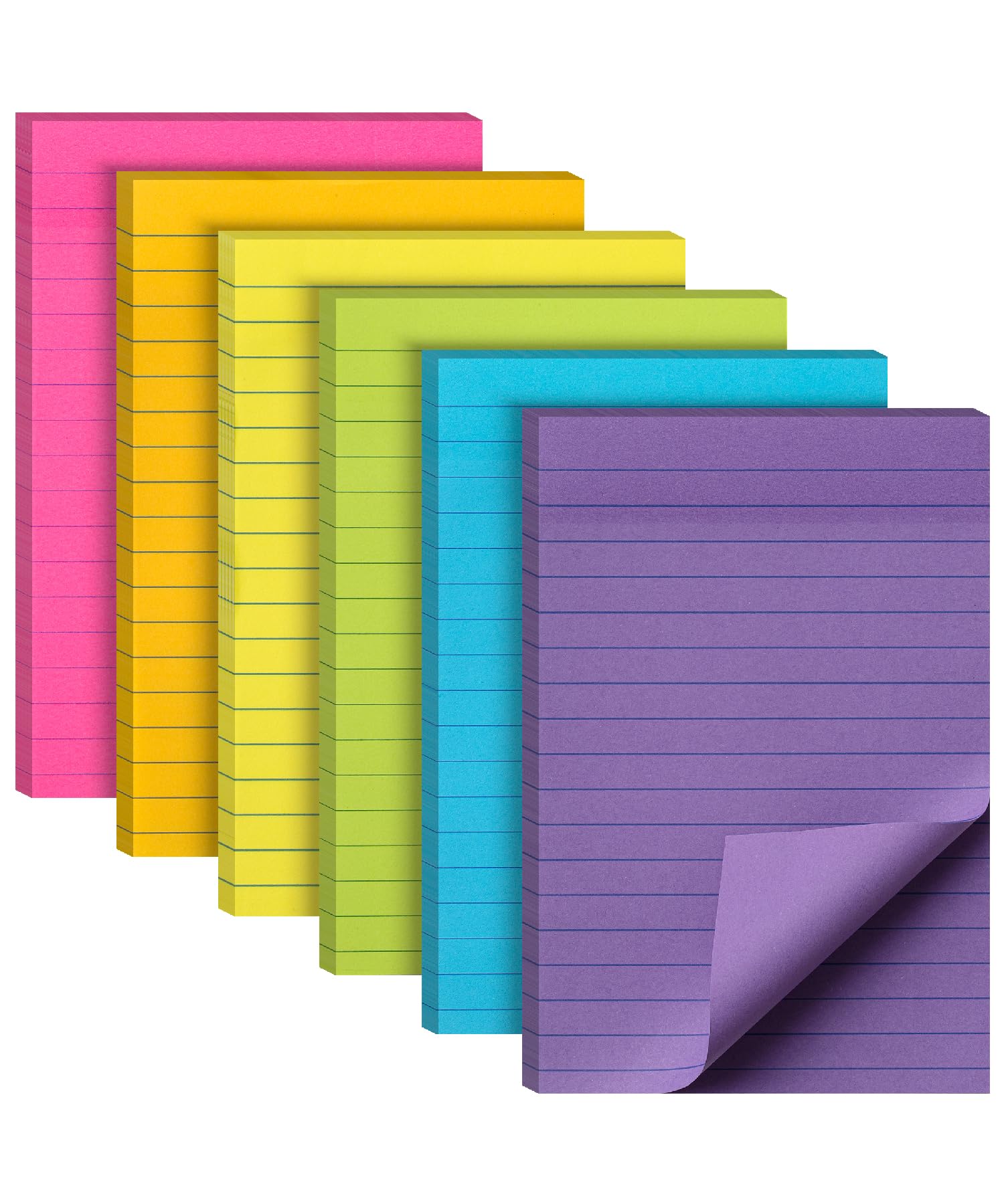 Mr. Pen- Lined Sticky Notes 3x3, 6 Pads, 45 Sheet/Pads, Pastel Colors, Sticky Notes with Lines