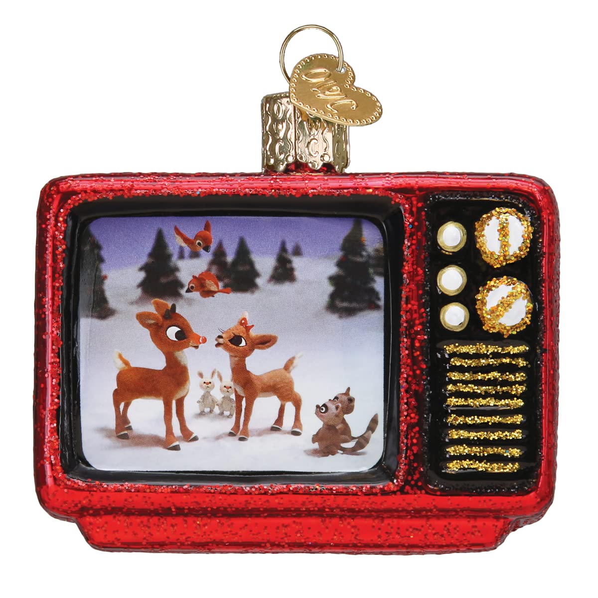 Old World Christmas Bumble (Rudolph The Red-Nosed Reindeer) Glass Blown Ornament for Christmas Tree, Handcrafted Holiday Decoration, Rudolph Collection