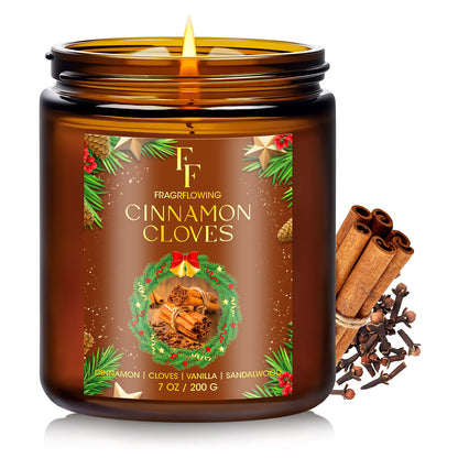 Christmas Candles Set, Scented Candles for Home, 4 Pack Holiday Natural Soy Candles, Christmas Gifts for Women Men, Festival Fragrance of Balsam Cedar/Cookies/Mulled Cider/Cinnamon