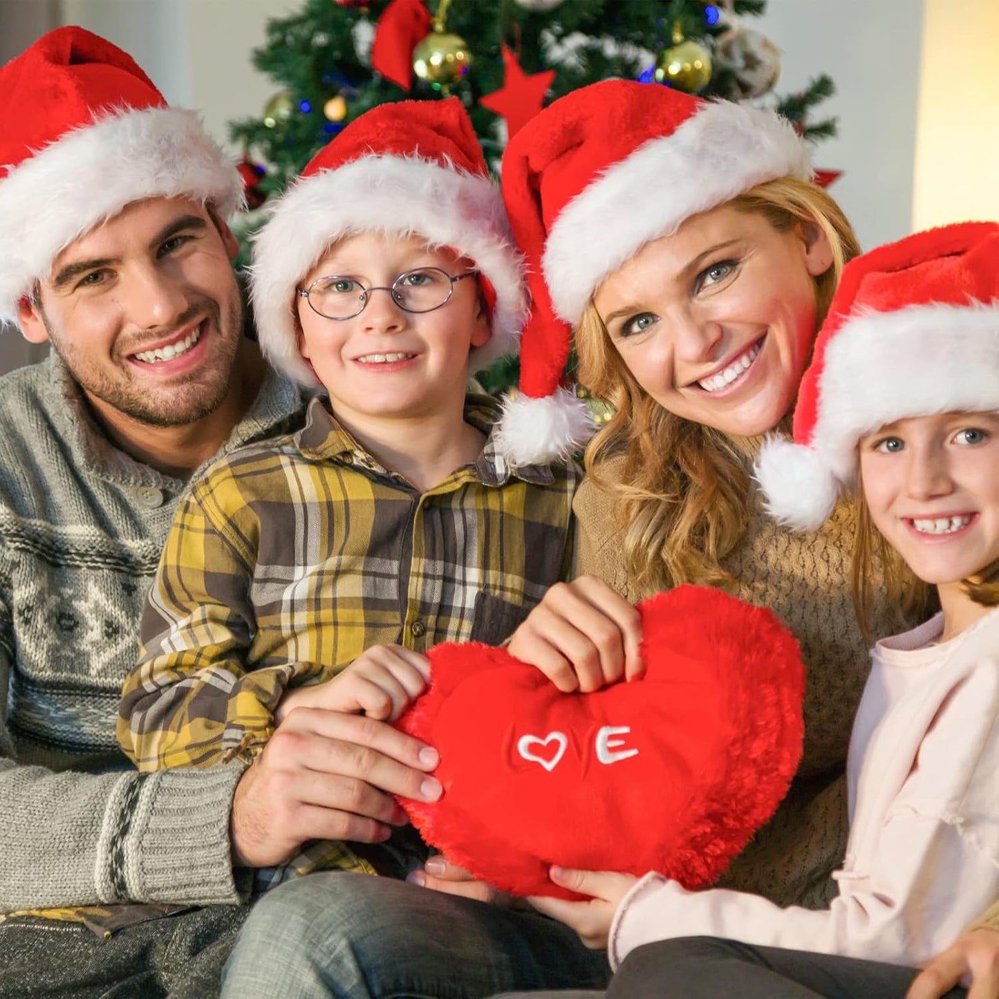 RJVW Christmas Santa Hat for Adults, Thicken Soft Velvet Comfort Classic Santa Claus Hat for New Year Party Headwear Holiday