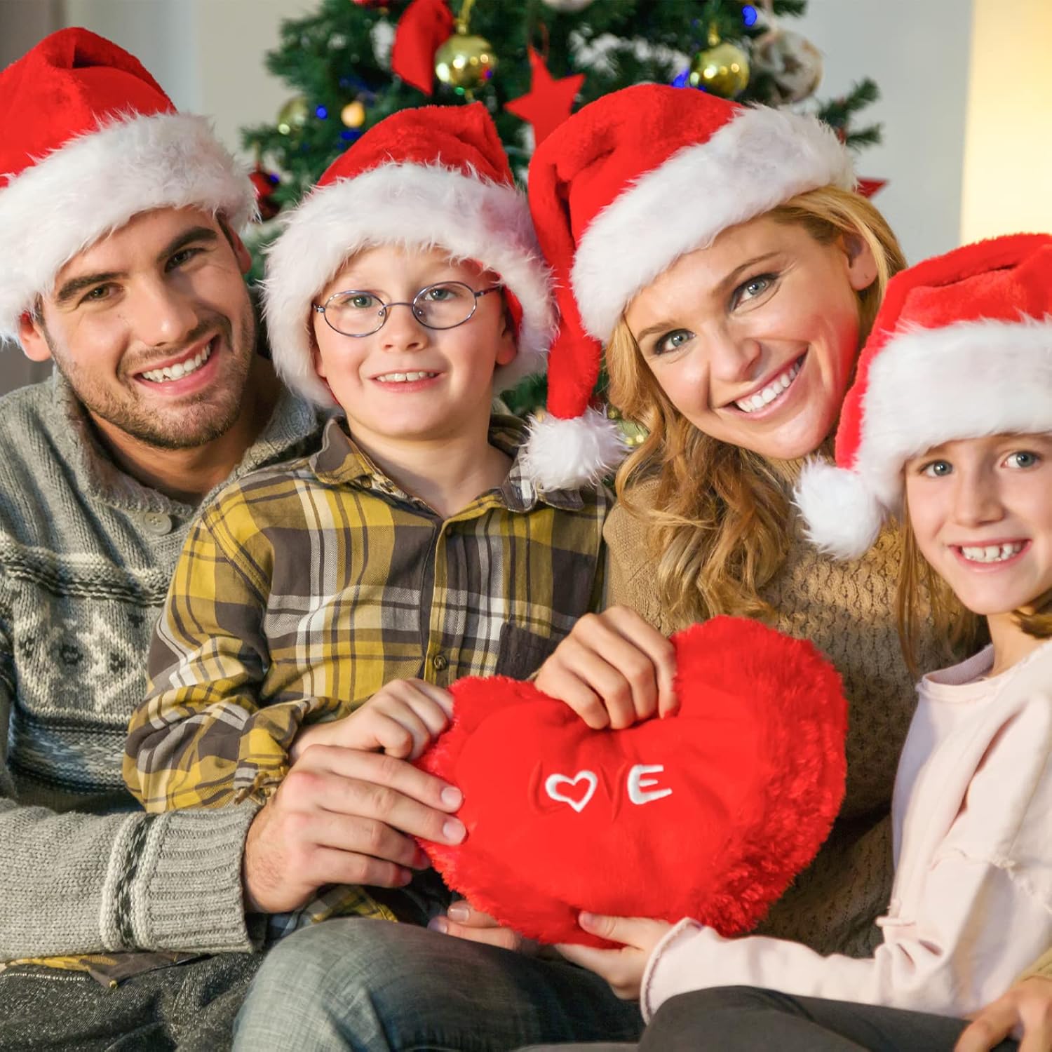 RJVW Christmas Santa Hat for Adults, Thicken Soft Velvet Comfort Classic Santa Claus Hat for New Year Party Headwear Holiday