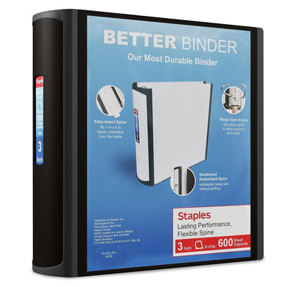 STAPLES 3 Inch BetterView Binder with D-Rings (Teal)
