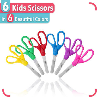 Mr. Pen Kids Scissors - 6 Pack, 5 Inch, Colored Toddler Safety Scissors for Kids, School & Preschool