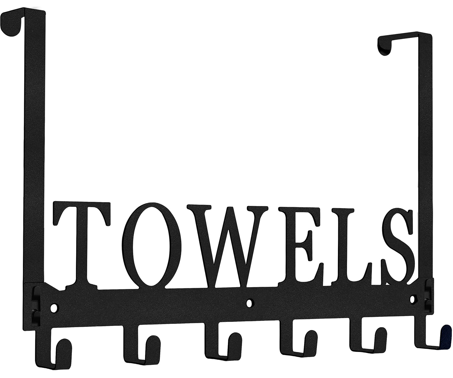 Over The Door Hooks - Towel Holder for Bathroom, Bedroom, Kitchen & Pool - Sandblasted Black Metal Wall Mount