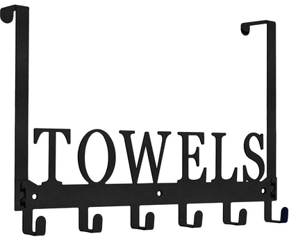 Over The Door Hooks - Towel Holder for Bathroom, Bedroom, Kitchen & Pool - Sandblasted Black Metal Wall Mount