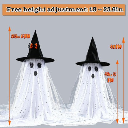 AYGXU 2pcs Halloween Decorations Indoor,Ghost Decor with String Lights Remote Control,Halloween Party Decorations,Spooky Ghost Light for Home Table Room Kitchen Office