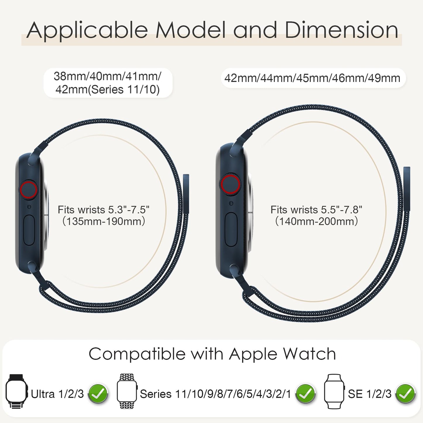 Original Milanese Loop Band Compatible with Apple Watch 38mm 40mm 41mm 42mm 44mm 45mm 46mm 49mm - Women & Men Magnetic Closure Adjustable Metal Strap for iWatch Series 11 10 9 8 7 6 5 4 SE2 3 Ultra2 3