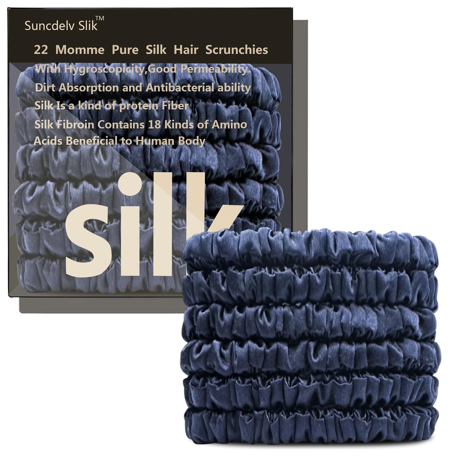 Silk Hair Towel, Friction-Resistant, Amino Acid-Rich, Durable, Breathable (6PCS(Bean Paste, Rose Gold, Rice White))