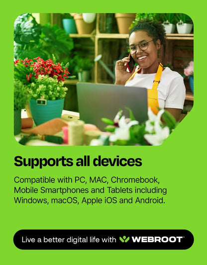 Webroot Antivirus Software 2026 | 3 Device | 1 Year Download for PC/Mac