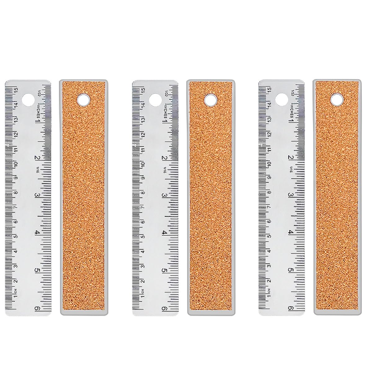 12 Inch Metal Ruler Stainless Steel Metal Ruler with Cork Backing, Non-Slip Rulers with Inch and Centimeters, Straight Edge Cork Base Rulers for Student School Office Drafting Tools