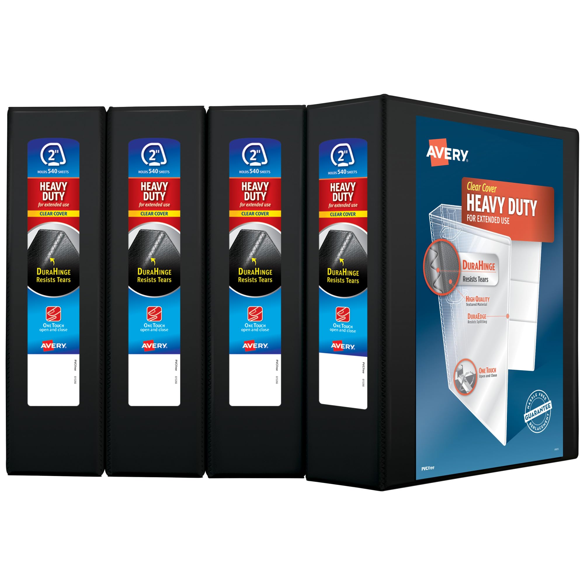 Avery Heavy-Duty View 3 Ring Binder, 1" One Touch Slant Rings, Holds 8.5" x 11" Paper, 1 Black Binder (05300)
