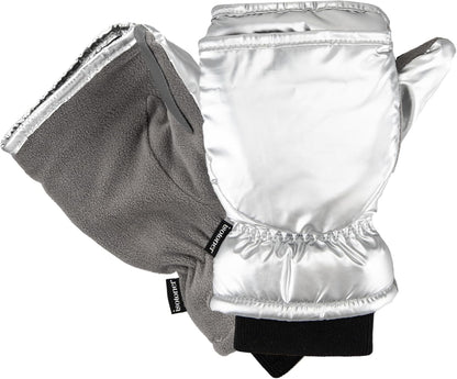 isotoner womens Water Repellent Touchscreen Iridescent Sleekheat Gloves and Flip Top Mittens
