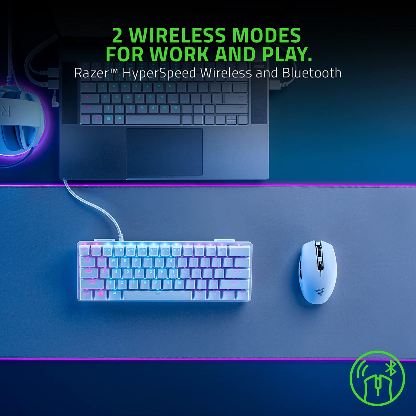 Razer Orochi V2 Mobile Wireless Gaming Mouse: Ultra Lightweight - 2 Wireless Modes - Up to 950 Hr Battery Life - Mechanical Mouse Switches - 5G Advanced 18K DPI Optical Sensor - Quartz Pink