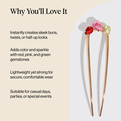 Kitsch Metal French Hair Pin for Women - Elegant Hair Accessories, Ideal for Buns & French Twist, Designed for a Secure, Comfortable Fit | Ideal Gifts for Women - Hematite