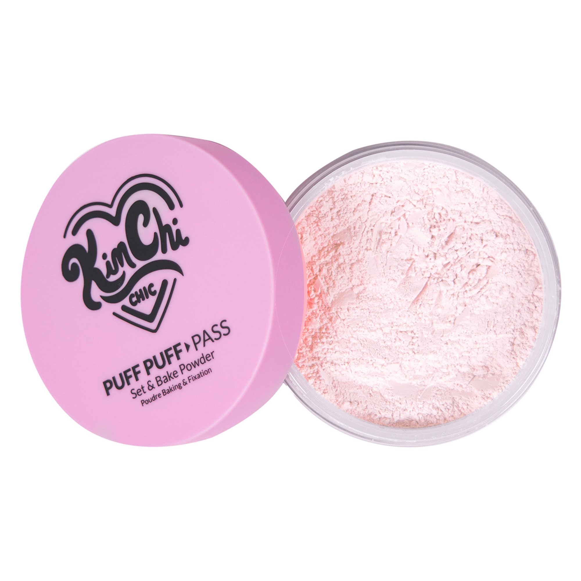Kimchi Chic Beauty Puff Puff Pass Set and Bake Setting Powder for Makeup, Extra Fluffy Loose Face Powder Poof, Soft Natural Face Makeup for Uneven Skin Tone, 02 Banana