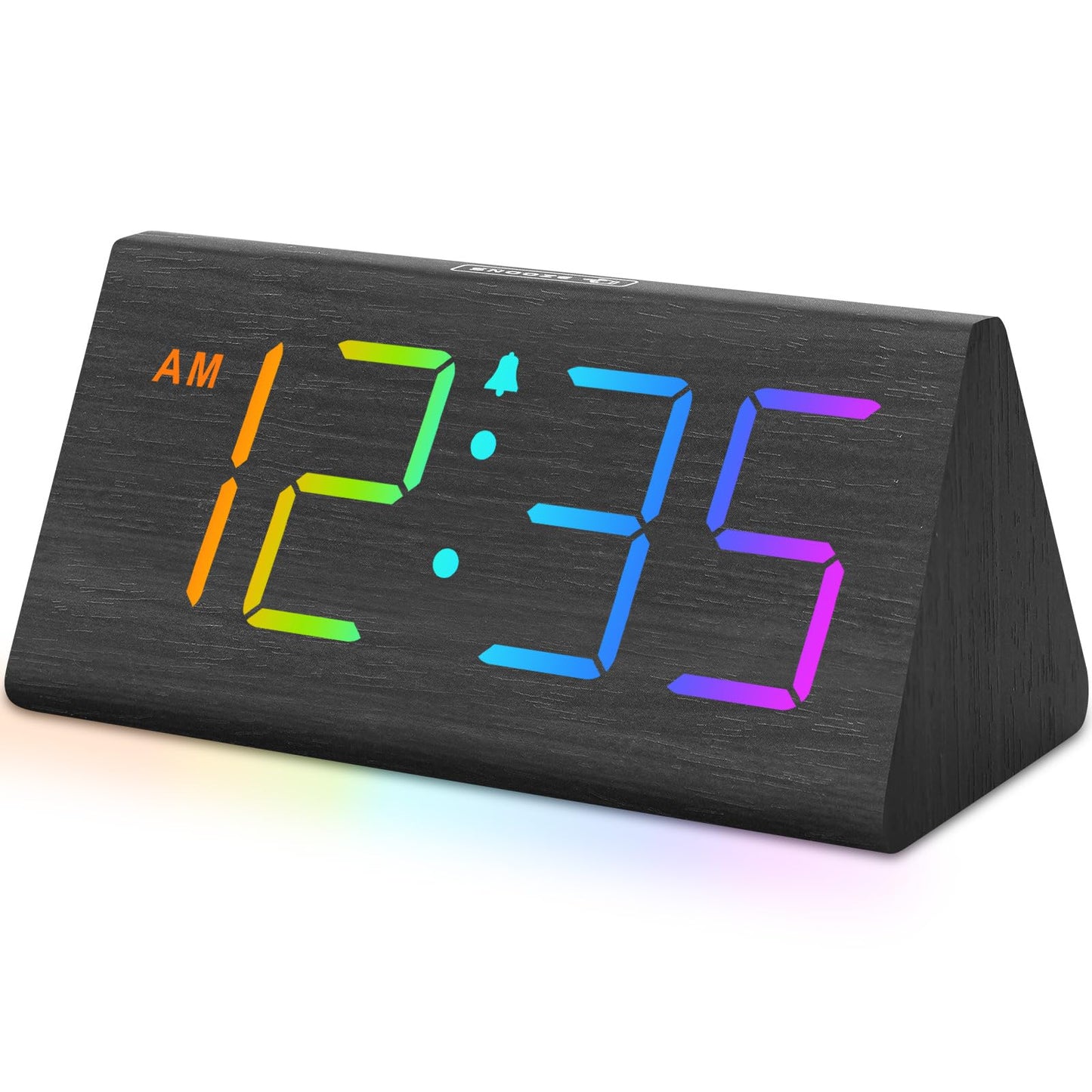 DreamSky Wooden Digital Alarm Clocks for Bedrooms - Electric Desk Clock with Large Numbers, USB Port, Battery Backup Alarm, Adjustable Volume, Dimmer, Snooze, DST, 12/24H, Wood Décor (White)