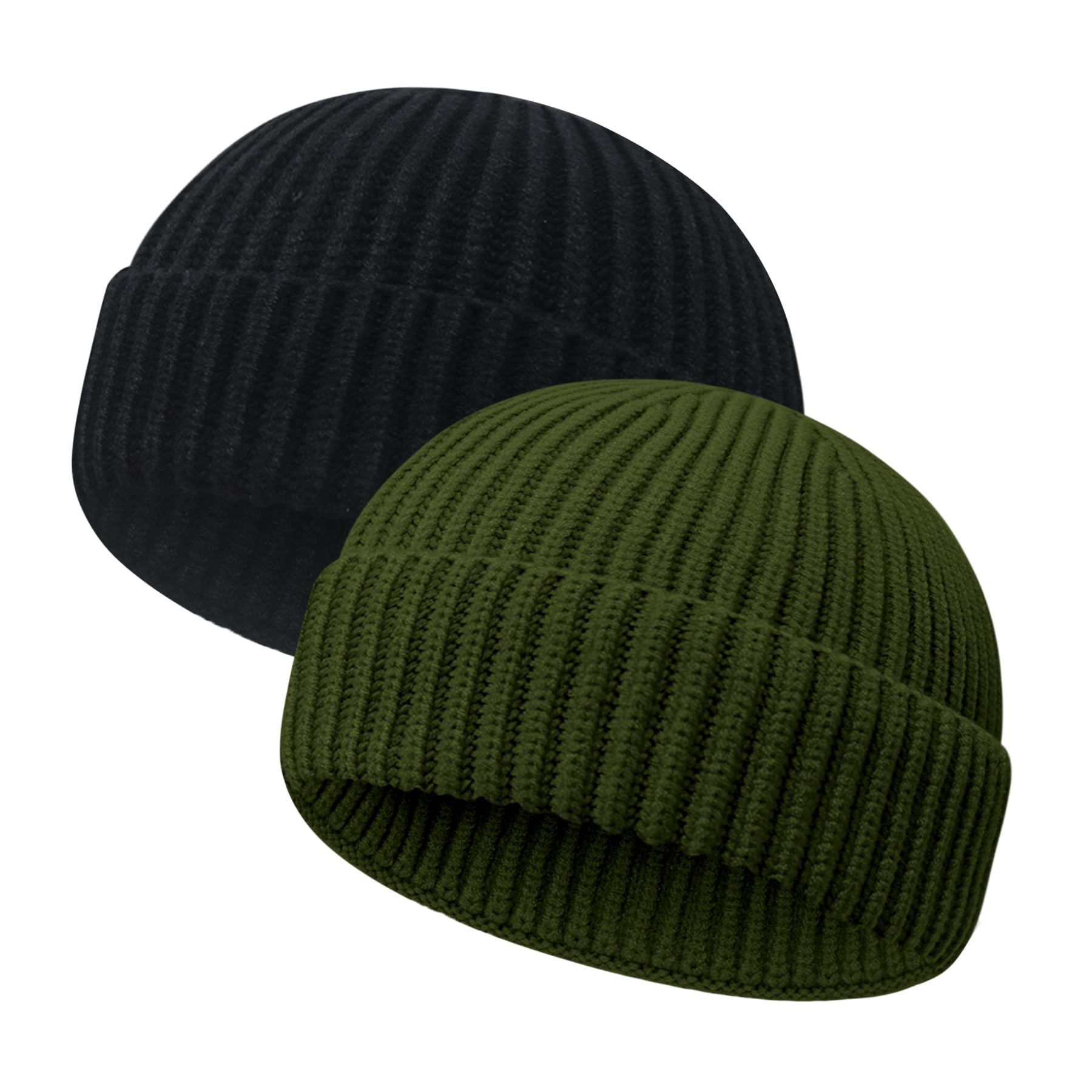 Wool Fisherman Beanies for Men Women Short Cuff Knit Beanie Winter Warm Hats Trawler Hat Stylish Watch Cap