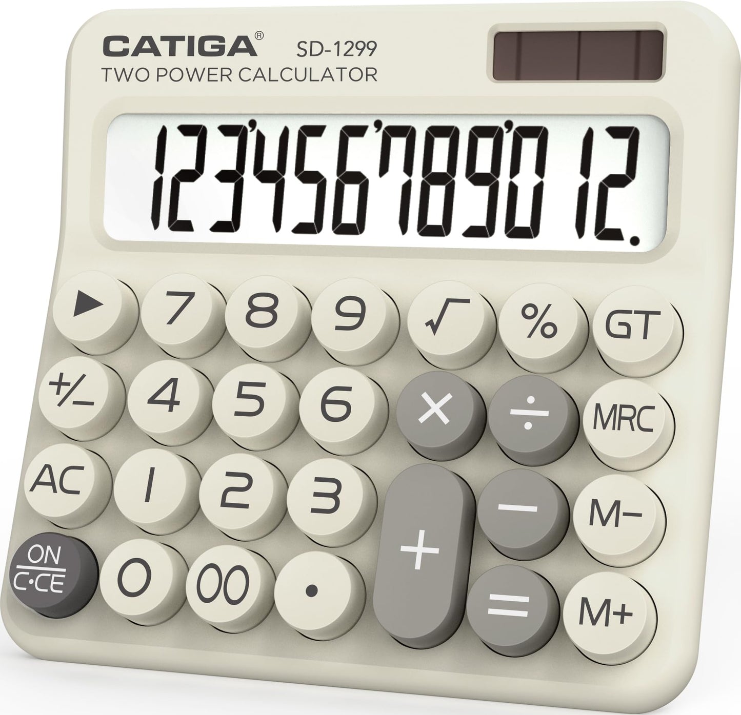 CATIGA Desktop Calculator 8 Digit with Solar Power and LCD Display, Big Buttons, for Home, Office, School, Class and Business, 4 Function Small Basic Calculators for Desk, CD-8185