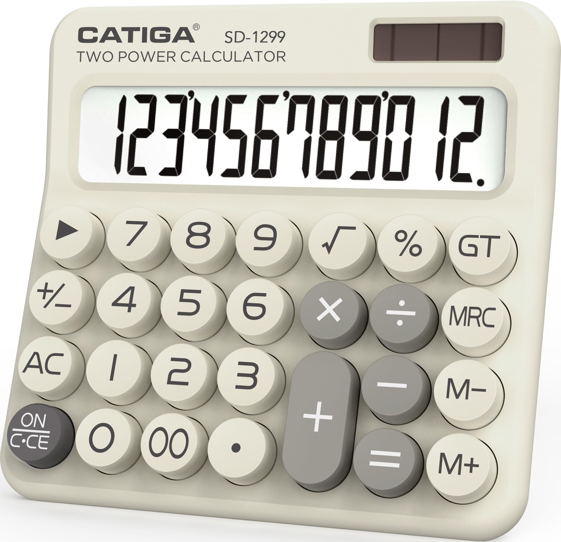 CATIGA Desktop Calculator 8 Digit with Solar Power and LCD Display, Big Buttons, for Home, Office, School, Class and Business, 4 Function Small Basic Calculators for Desk, CD-8185