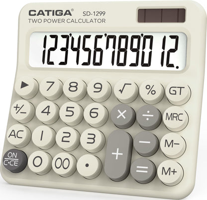 CATIGA Desktop Calculator 8 Digit with Solar Power and LCD Display, Big Buttons, for Home, Office, School, Class and Business, 4 Function Small Basic Calculators for Desk, CD-8185