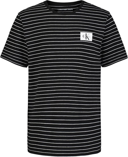 Calvin Klein Boys' Short Sleeve Striped Crew Neck T-Shirt, Soft, Comfortable, Relaxed Fit