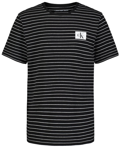 Calvin Klein Boys' Short Sleeve Striped Crew Neck T-Shirt, Soft, Comfortable, Relaxed Fit