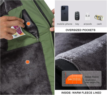 SPOSULEI Mens Skiing Jackets with Hoode Snowboarding Waterproof Fleece Liner Coats Windproof Winter Raincoat Multi Pockets