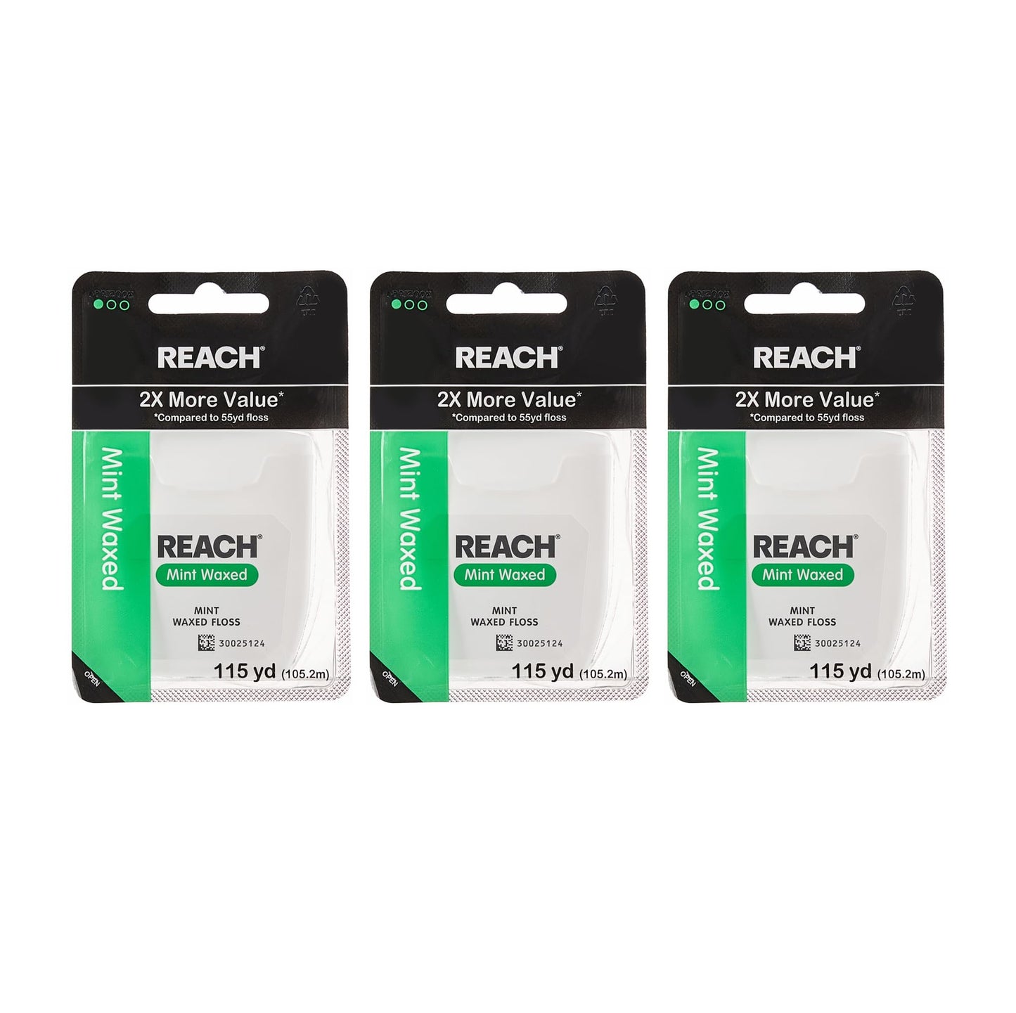 REACH Waxed Dental Floss, Mint, Plaque Remover for Teeth, Shred Resistant, Floss Slides Smoothly, Easy to Use, Waxed, Deep Cleaning Teeth, Oral Care, PFAS Free, for Adults & Kids, 1 Pack, 55 yd
