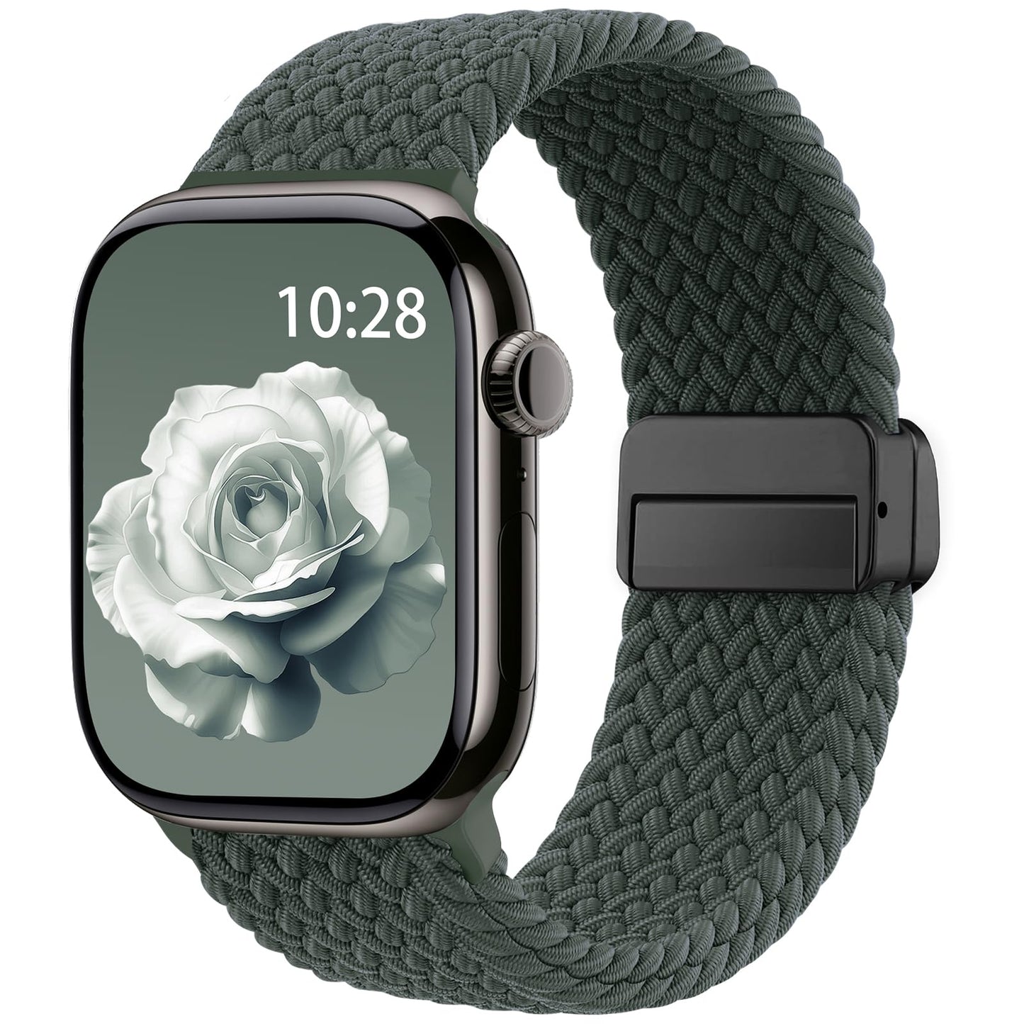 Braided Stretchy Band Compatible with Apple Watch Bands 38mm 40mm 41mm 42mm 44mm 45mm 46mm 49mm Women Men, Soft Nylon Solo Loop Magnetic Sport Strap for iWatch Series 10 9 8 7 6 5 4 3 2 1 SE Ultra