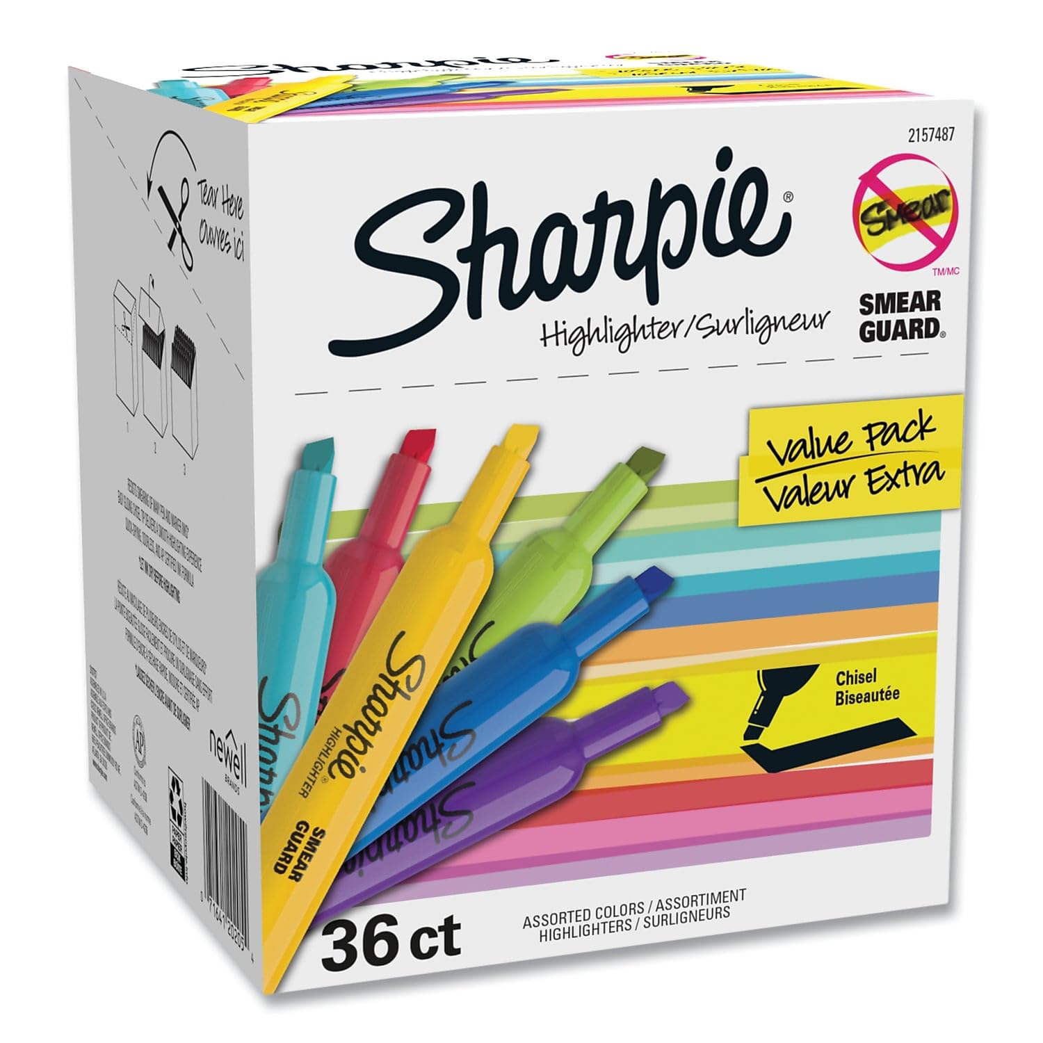 Sharpie Tank Highlighters, Fluorescent And Pastel Highlighters, Chisel Tip, Highlighter Markers Set, Assorted Colors, Value Pack, 36 Count - School, Office, Teacher Supplies