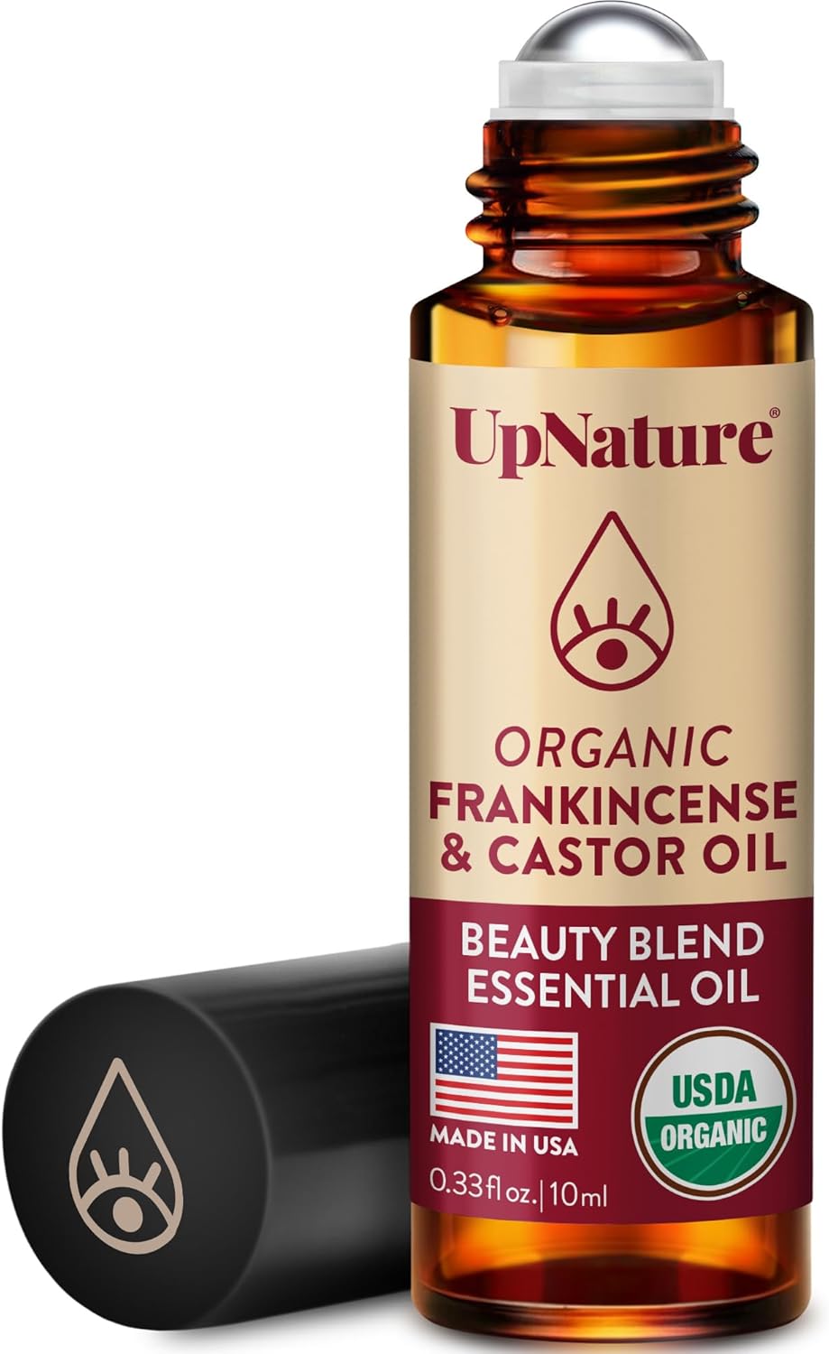 UpNature Organic Castor Oil and Frankincense Roll On – 100% Pure Hexane Free Castor Oil & Frankincense Under Eye Roller for Face - Wrinkles Dark Circles Beauty Rollerball
