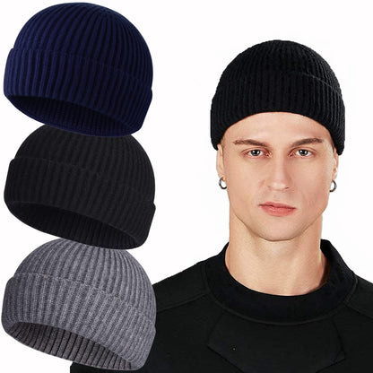 ROYBENS Swag Wool Knit Cuff Short Fisherman Beanie for Men Women, Winter Warm Hats