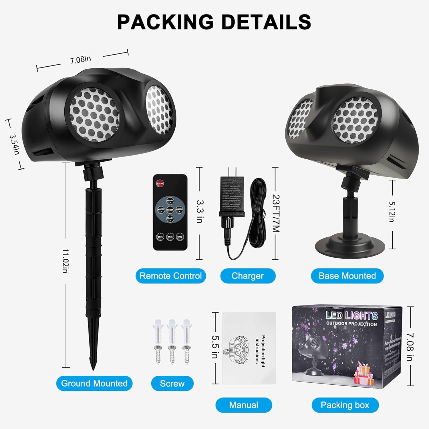 Christmas Snow Projector Lights, Dynamic Rotating Snowflake Projection Light Outdoor, IP65 LED Snow Spotlight Lightning for Halloween Xmas New Year Party Wedding Holiday Garden Decor