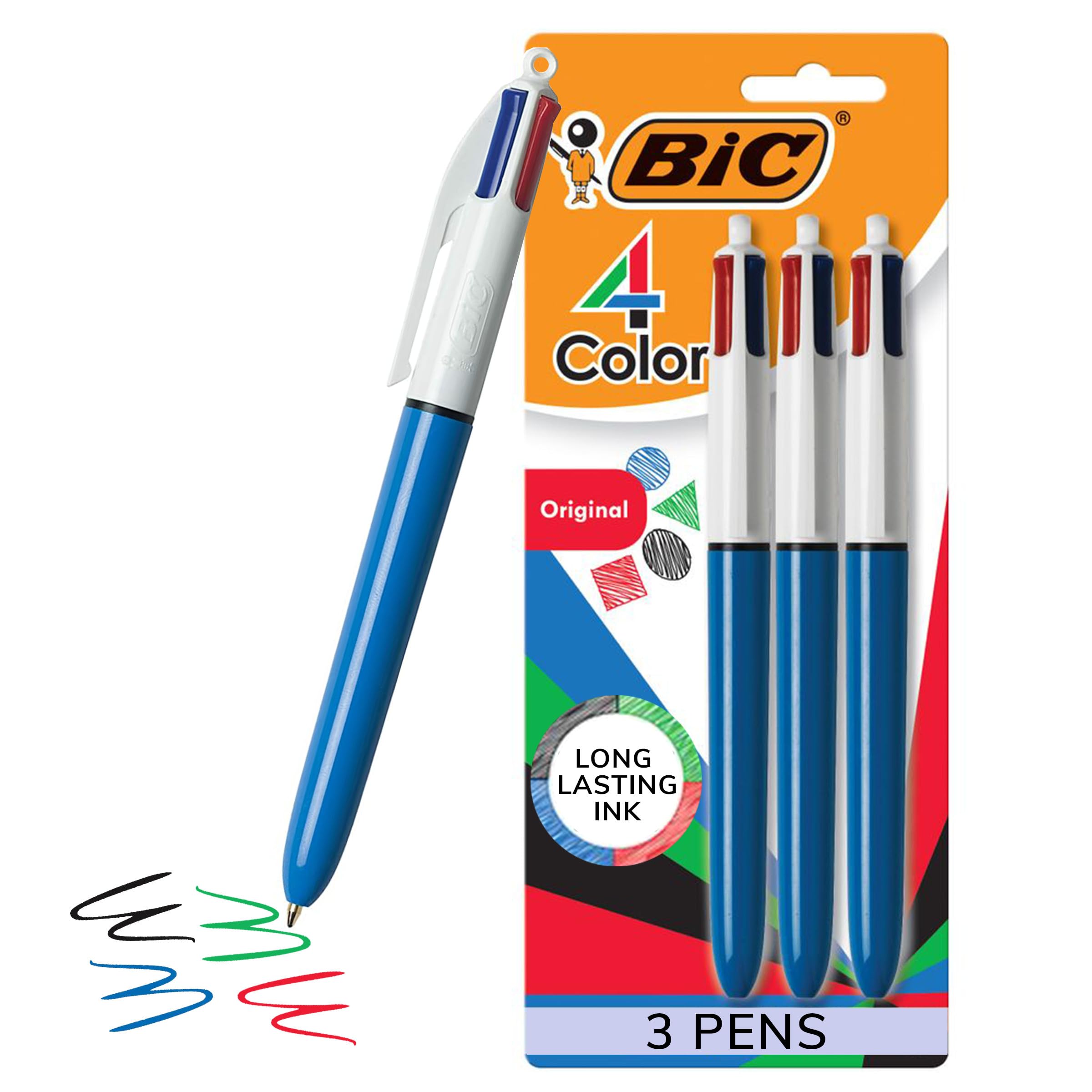 BIC 4 Color Pastel Ballpoint Pen with 1.0 mm Medium Point, Retractable, 12-Count Pack in Assorted Ink