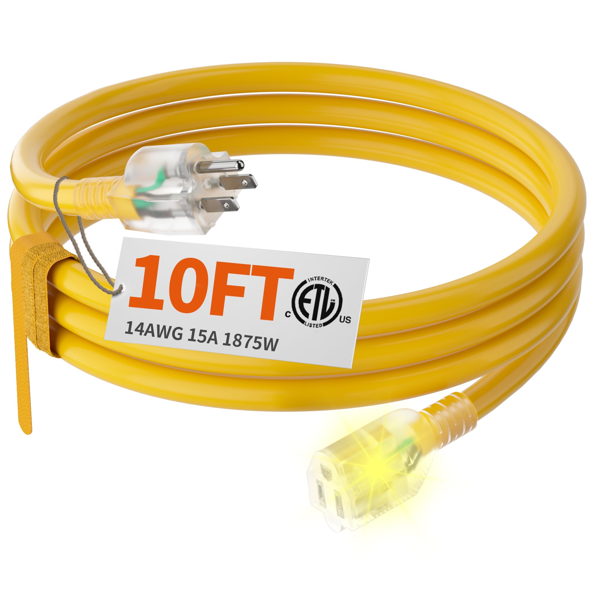 HUANCHAIN Indoor Outdoor Black Extension Cord 50 ft Waterproof, 16/3 Gauge Flexible Resistant Appliance Extension Cord Outside, 13A 1625W 16AWG SJTW, 3 Prong Heavy Duty Electric Cable, ETL Listed