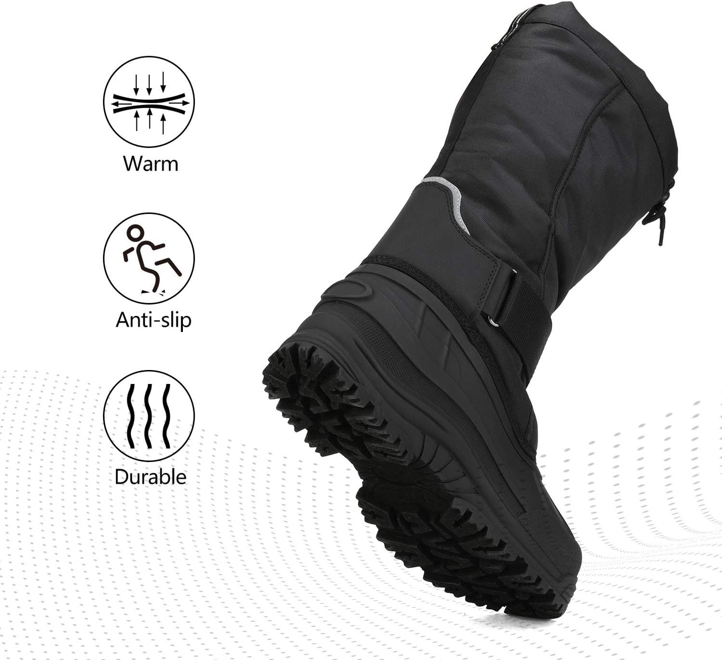 NORTIV 8 Men's Waterproof Winter Snow Boots Insulated Fur Liner Lightweight Outdoor Tall Boots