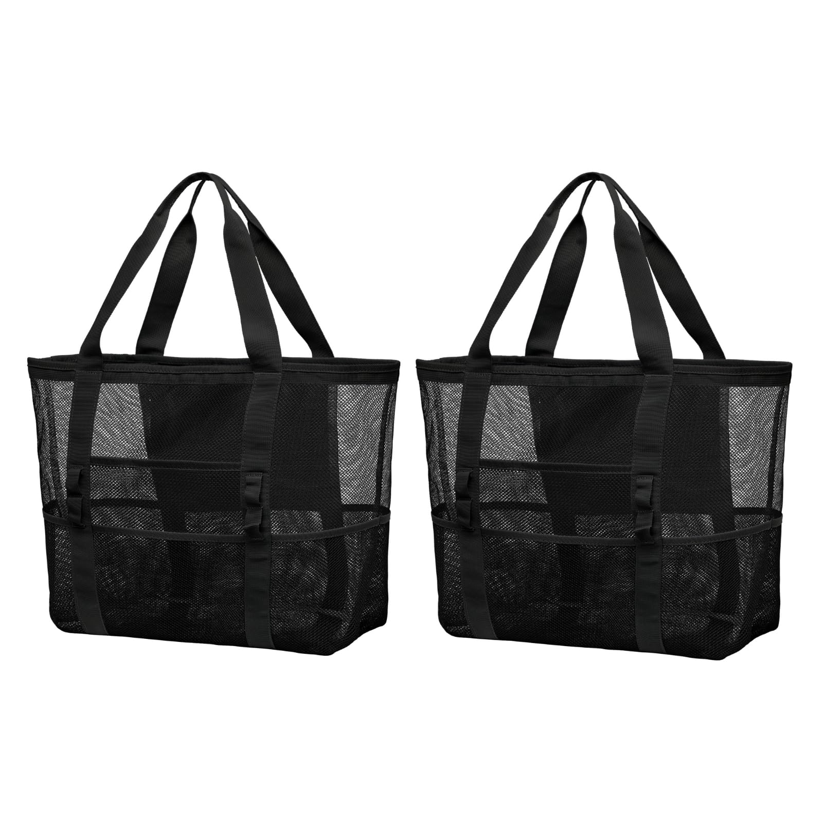 F-color Mesh Beach Bag Family - 9 Pockets Large Beach Tote for Cruise Vacation Essentials