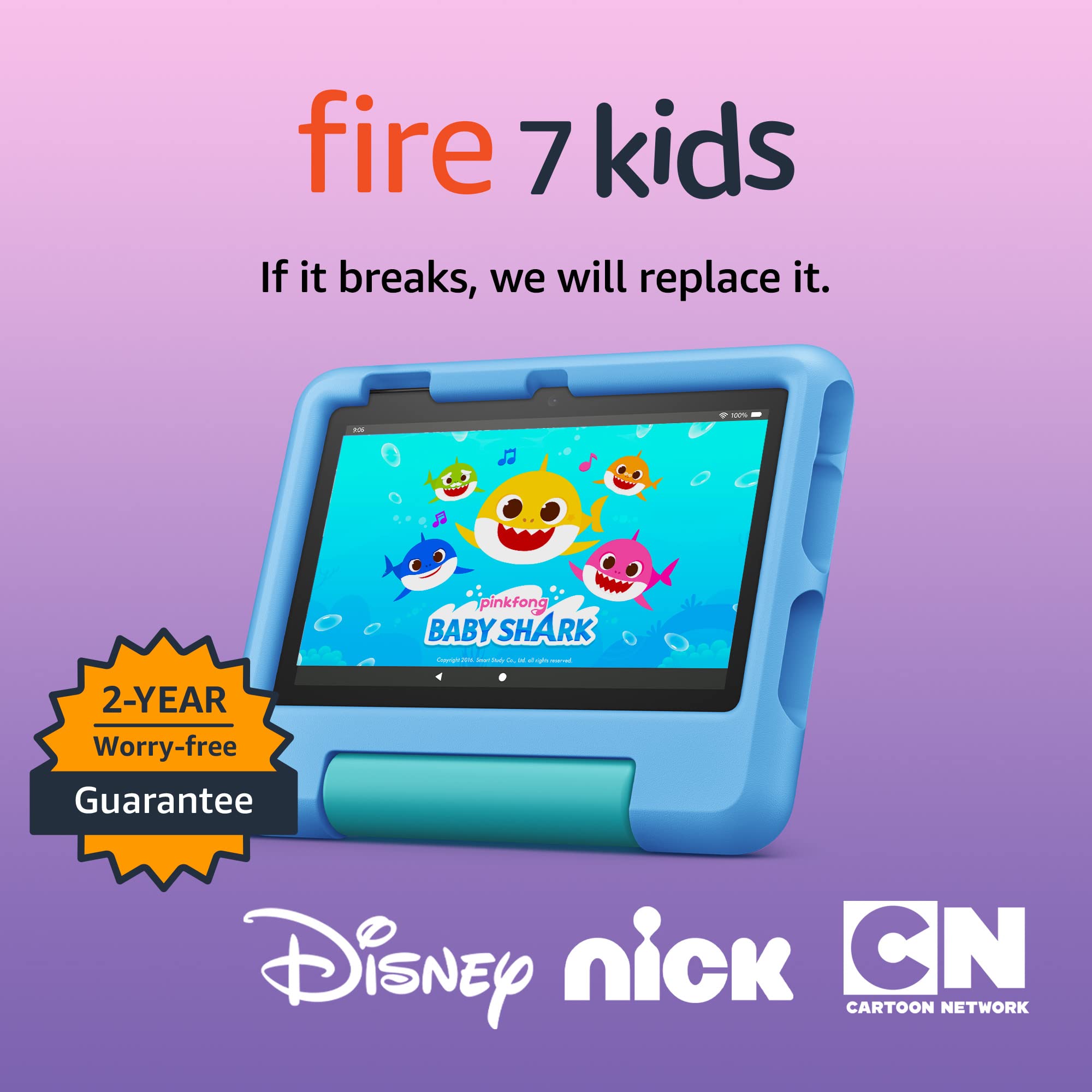 Amazon Fire 7 Kids tablet (newest model) ages 3-7. Top-selling 7" kids tablet on Amazon. Includes 6 months of ad-free and exclusive content, easy parental controls, 10-hr battery, 16 GB, Red