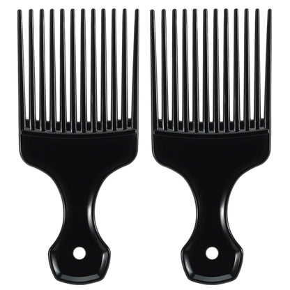 2 Pcs Hair Pick Wide Tooth Lift Hair Comb for Hair Styling Detangling Plastic Afro Pick for Women Men