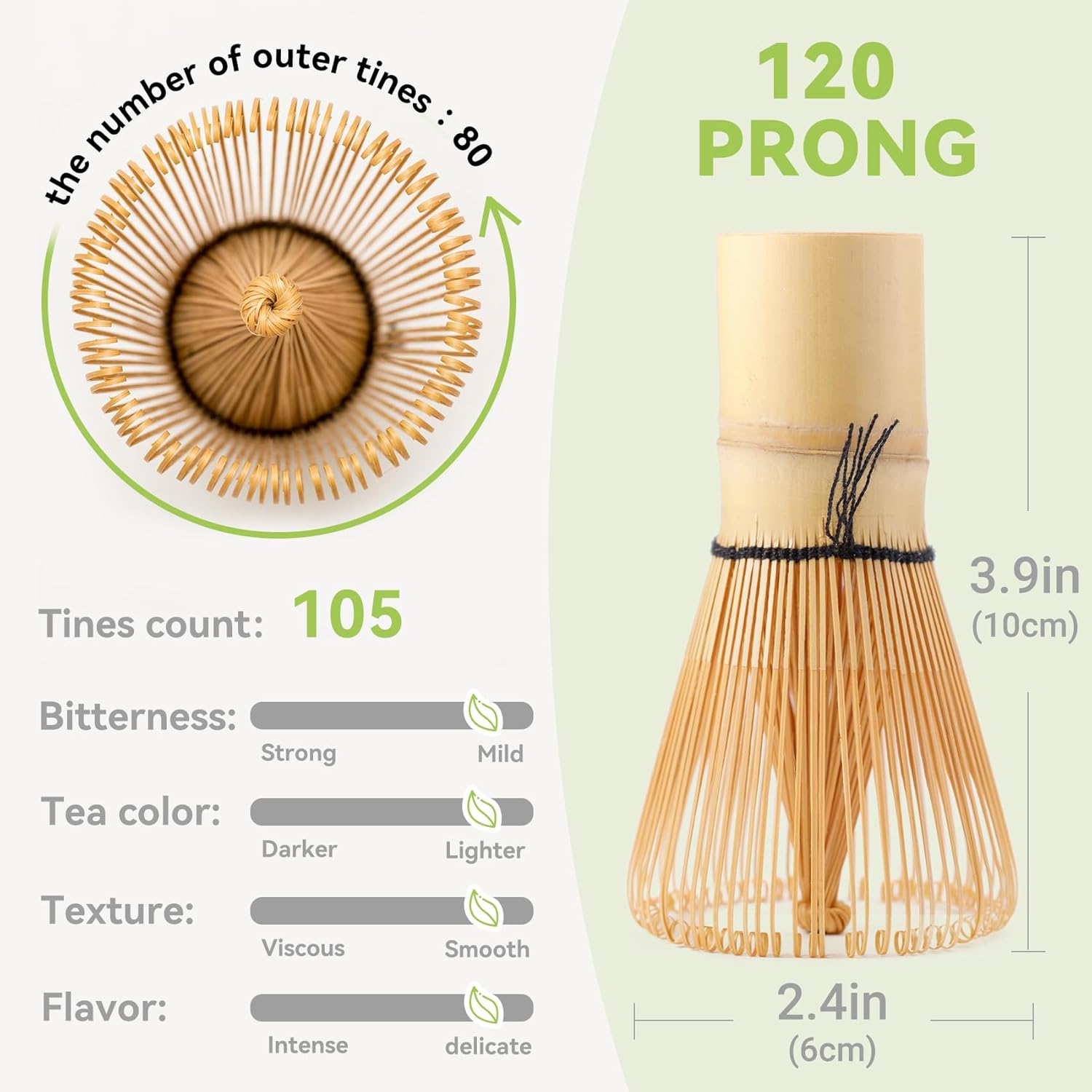 Bamboo Matcha Whisk 80/100/120 Prong, Traditional Japanese Chasen Matcha Stirrer -Authentic Japanese Bamboo Whisk For Matcha Tea (120prongs)
