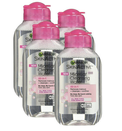 Garnier Micellar Cleansing Water, All-in-1 Makeup Remover and Facial Cleanser, For All Skin Types, 3.4 Fl Oz (100mL), 1 Count (Packaging May Vary)