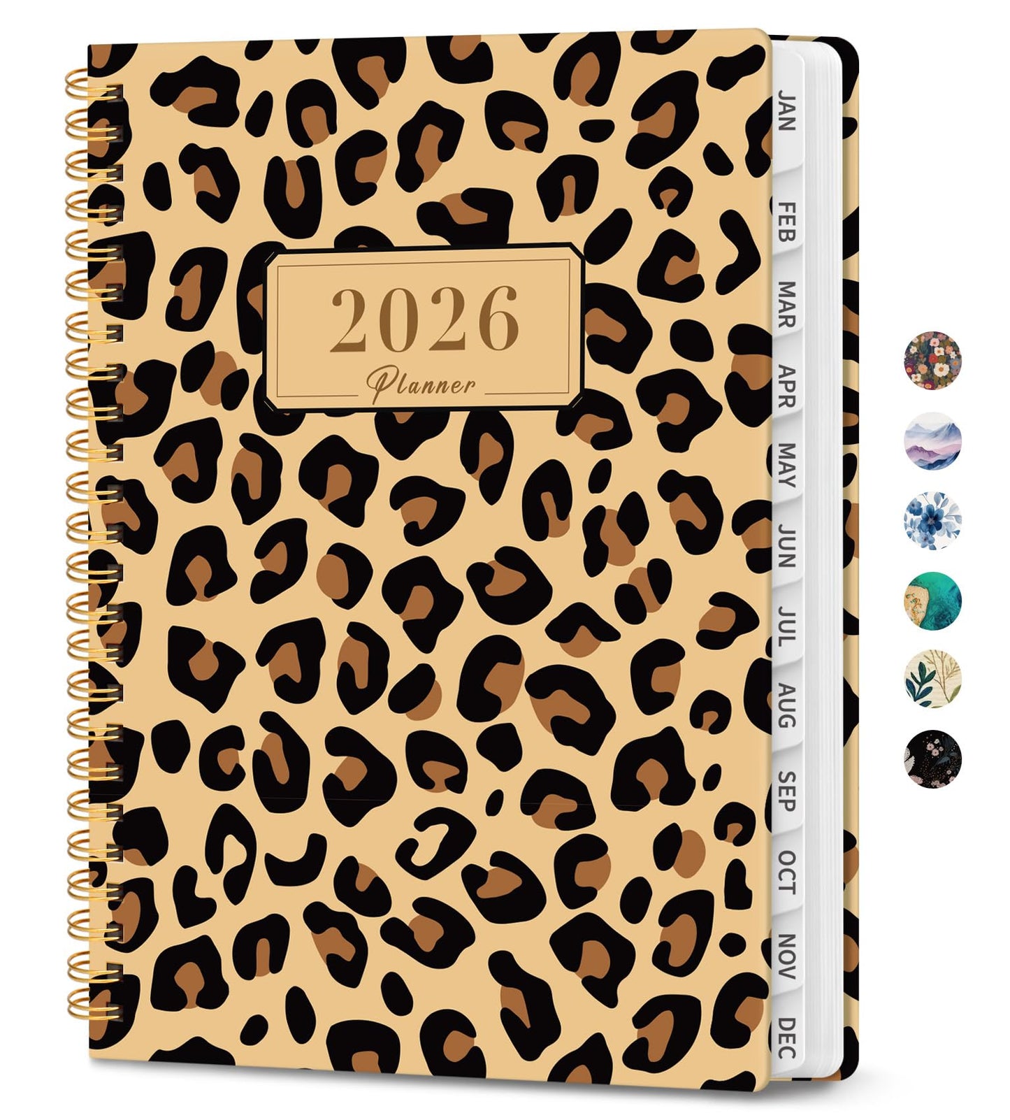 Hardcover 2026 Planner, Weekly and Monthly Calendar, Jan - Dec 2026 Planner Book with Tabs for Women, Inner Pocket, Spiral Bound, Perfect for Office/Home/School Supplies, Petals, A5, 6.3" x 8.5"