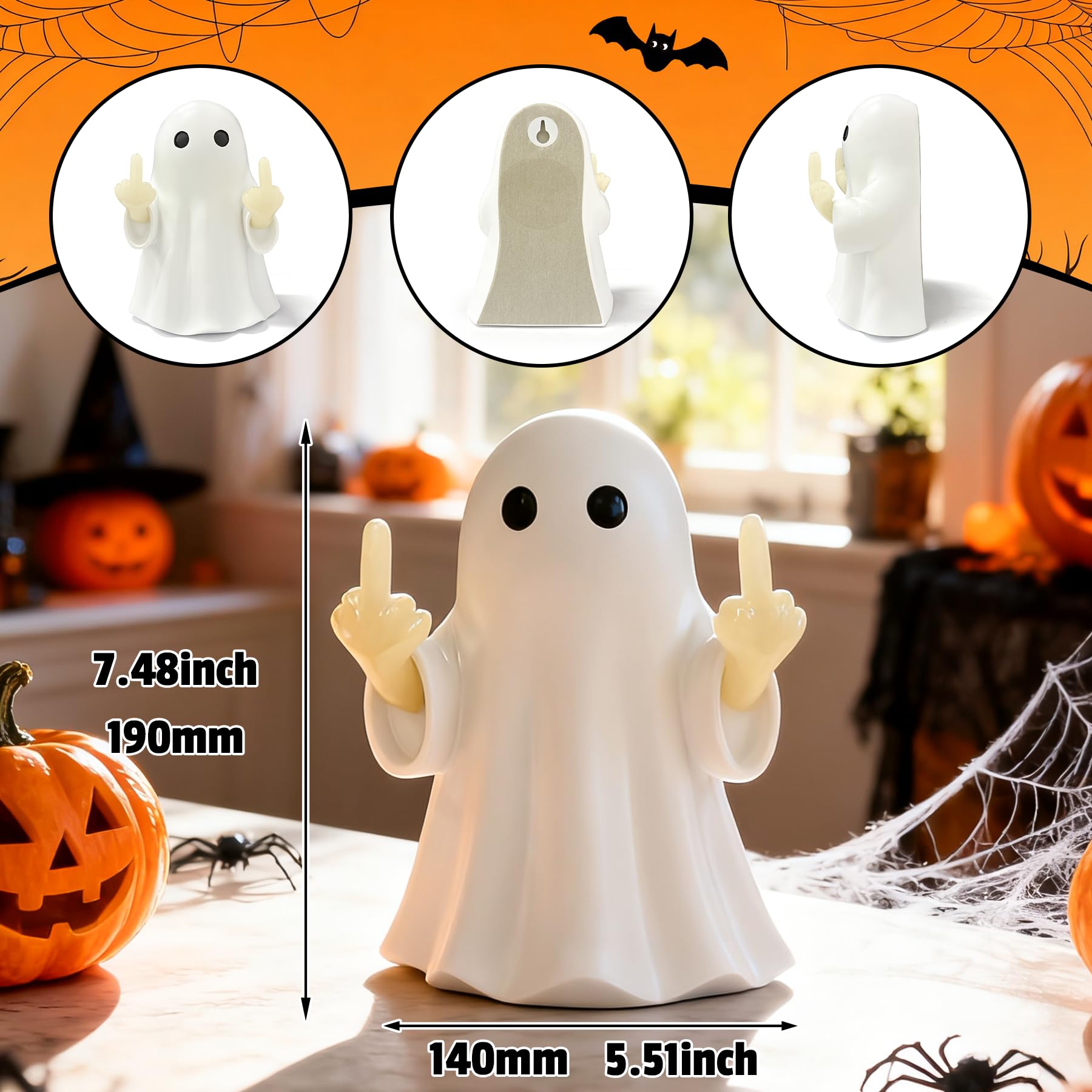 Halloween Ghost Figurine-Spooky & Cute Ghost Statue for Home, Desk, Party Decor | FunnyGhost Halloween Decor Indoor