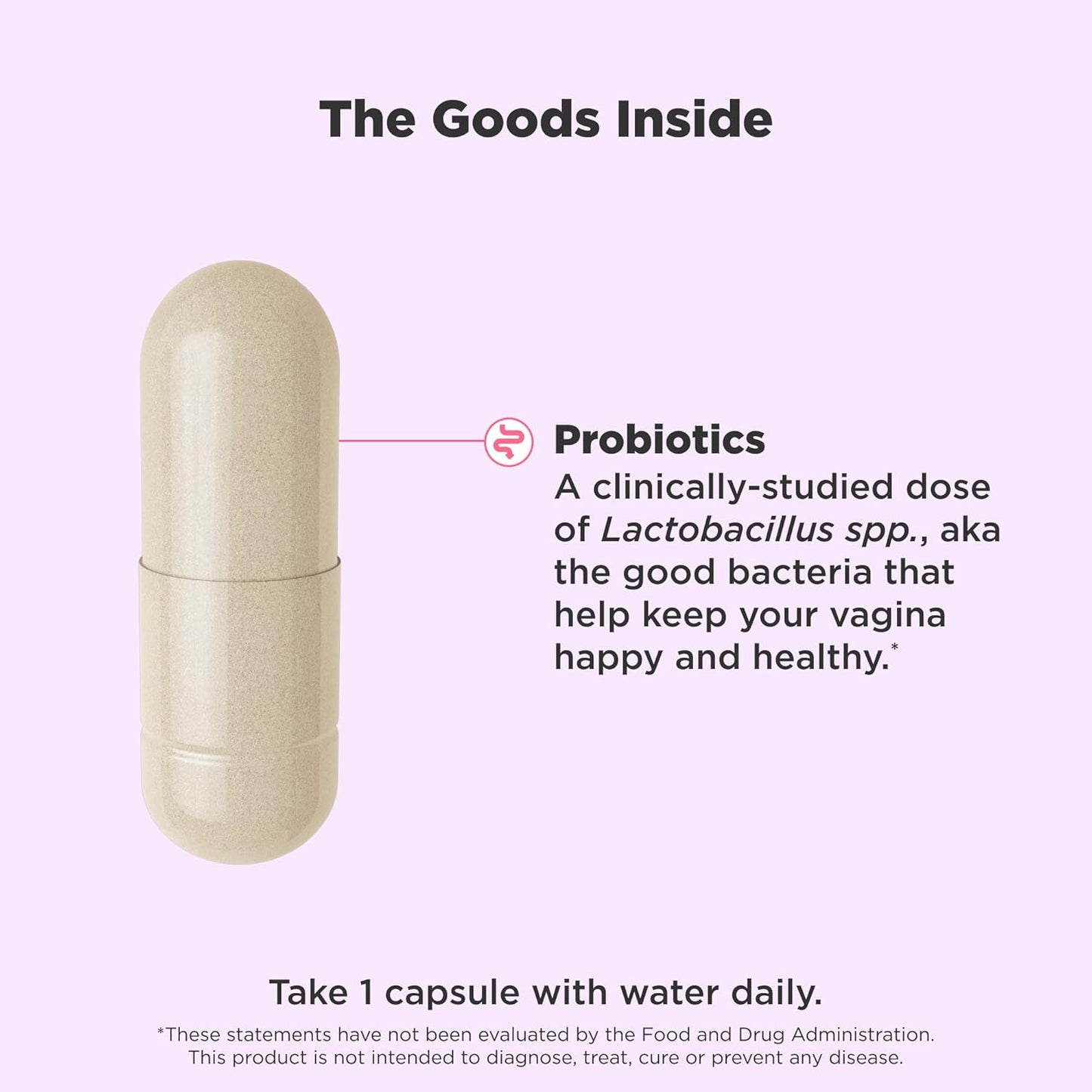 OLLY Happy Hoo-Ha Capsules, Probiotic for Women, Vaginal Health and pH Balance, 10 Billion CFU, Gluten Free - 25 Count