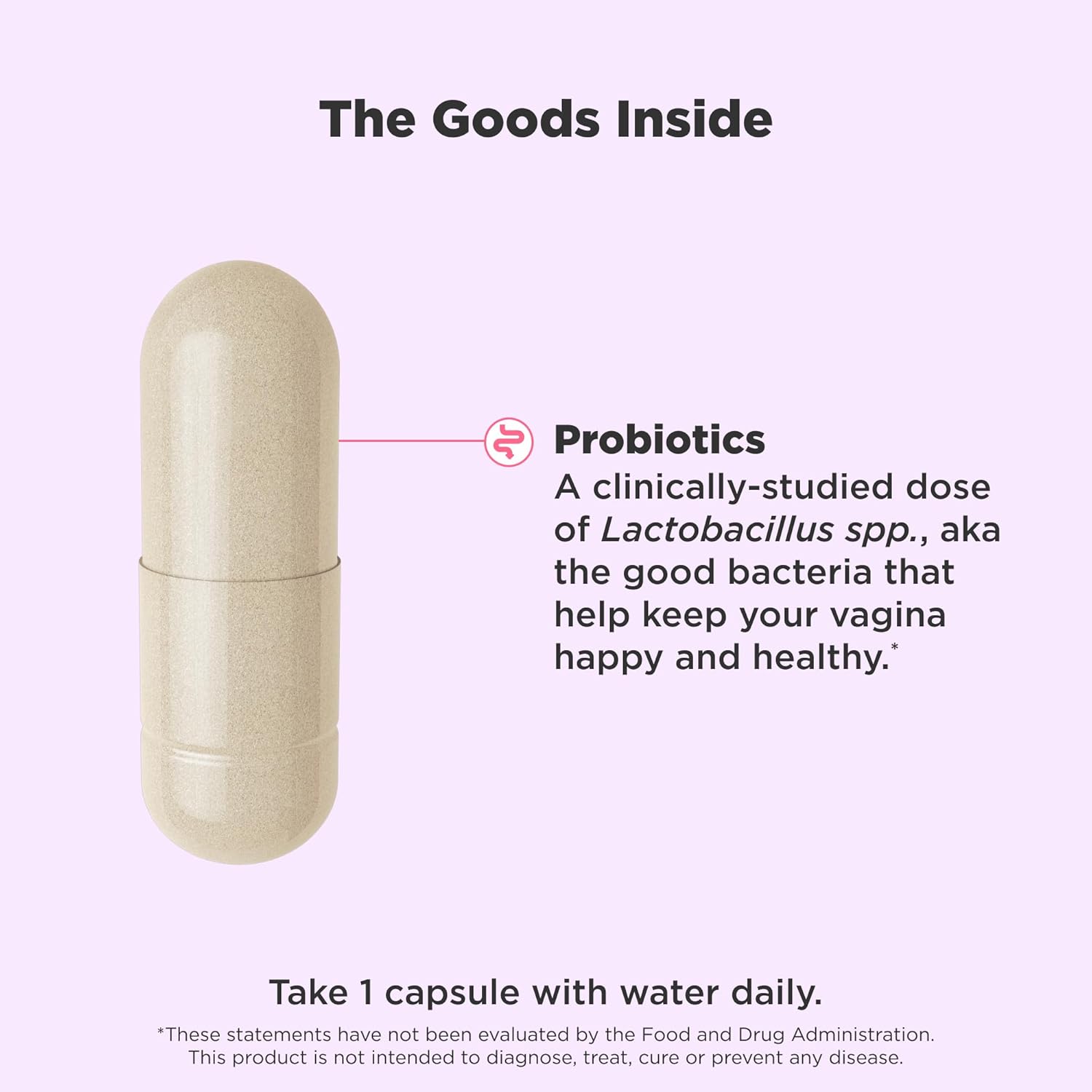 OLLY Happy Hoo-Ha Capsules, Probiotic for Women, Vaginal Health and pH Balance, 10 Billion CFU, Gluten Free - 25 Count