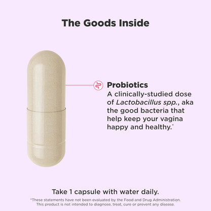 OLLY Happy Hoo-Ha Capsules, Probiotic for Women, Vaginal Health and pH Balance, 10 Billion CFU, Gluten Free - 25 Count