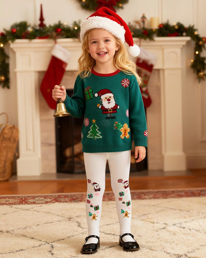 Century Star Girls Christmas Tights - Ultra Soft & Warm Leggings, Toddler Stockings, Party Outfit
