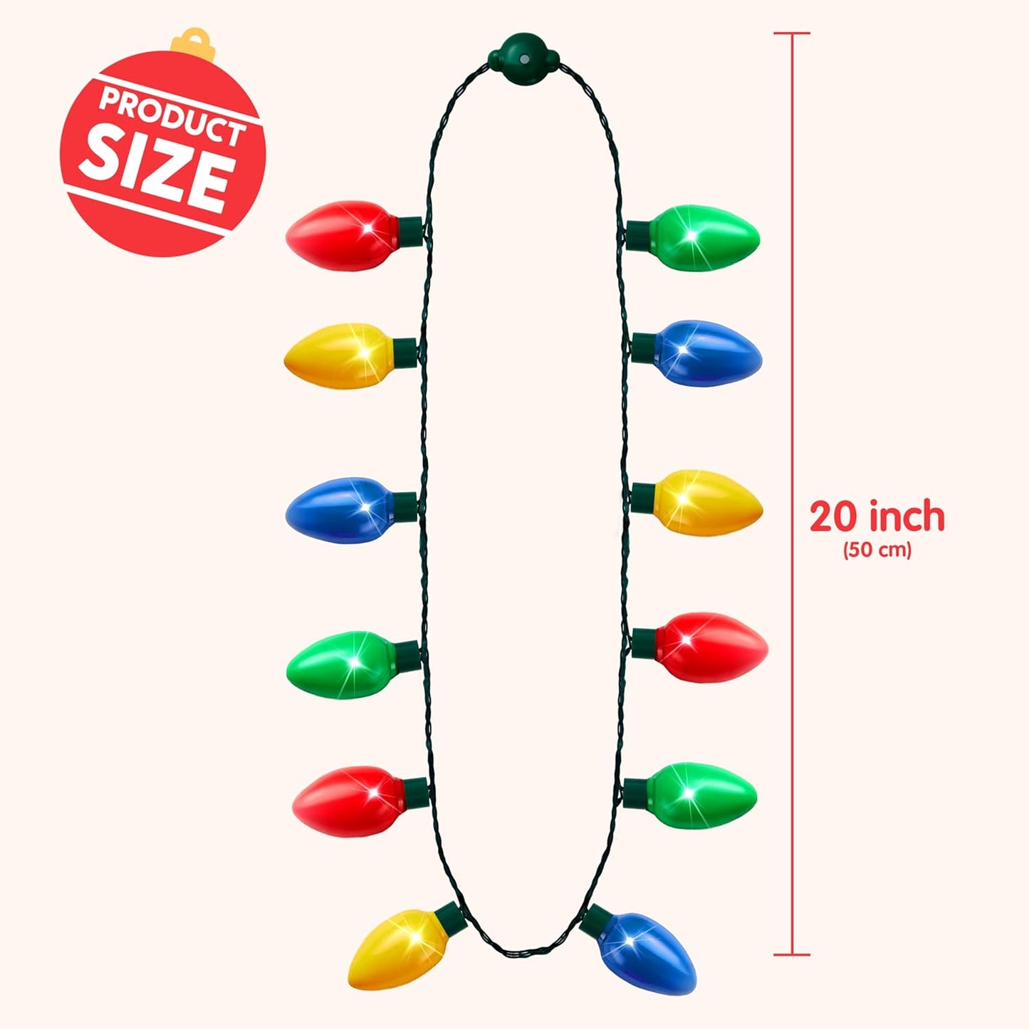 JOYIN Christmas LED Necklace, Light Up with 12 Bulb Necklace Christmas Light Up Accessories for Adults Kids Party Favors